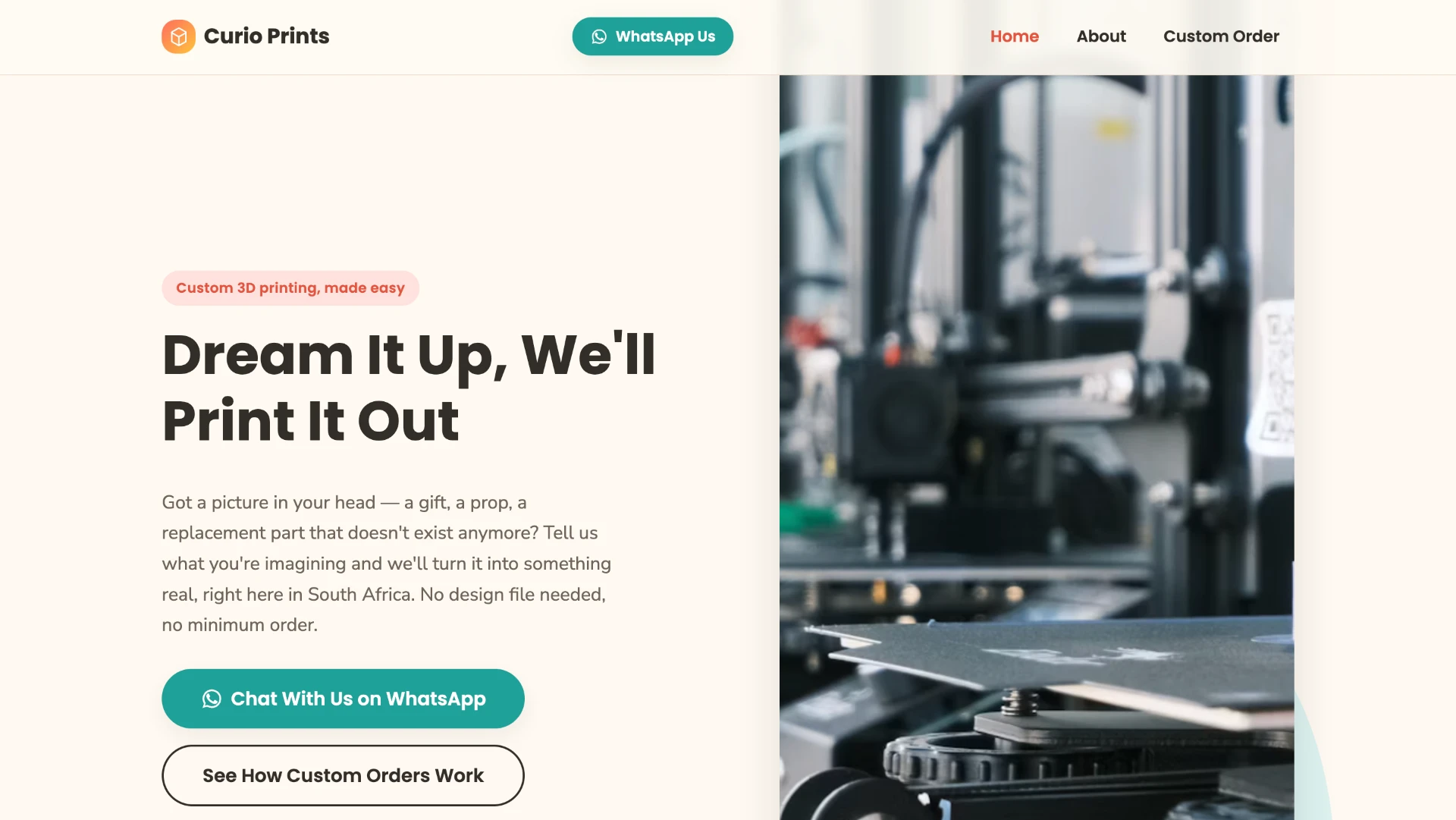 Curio Prints website homepage