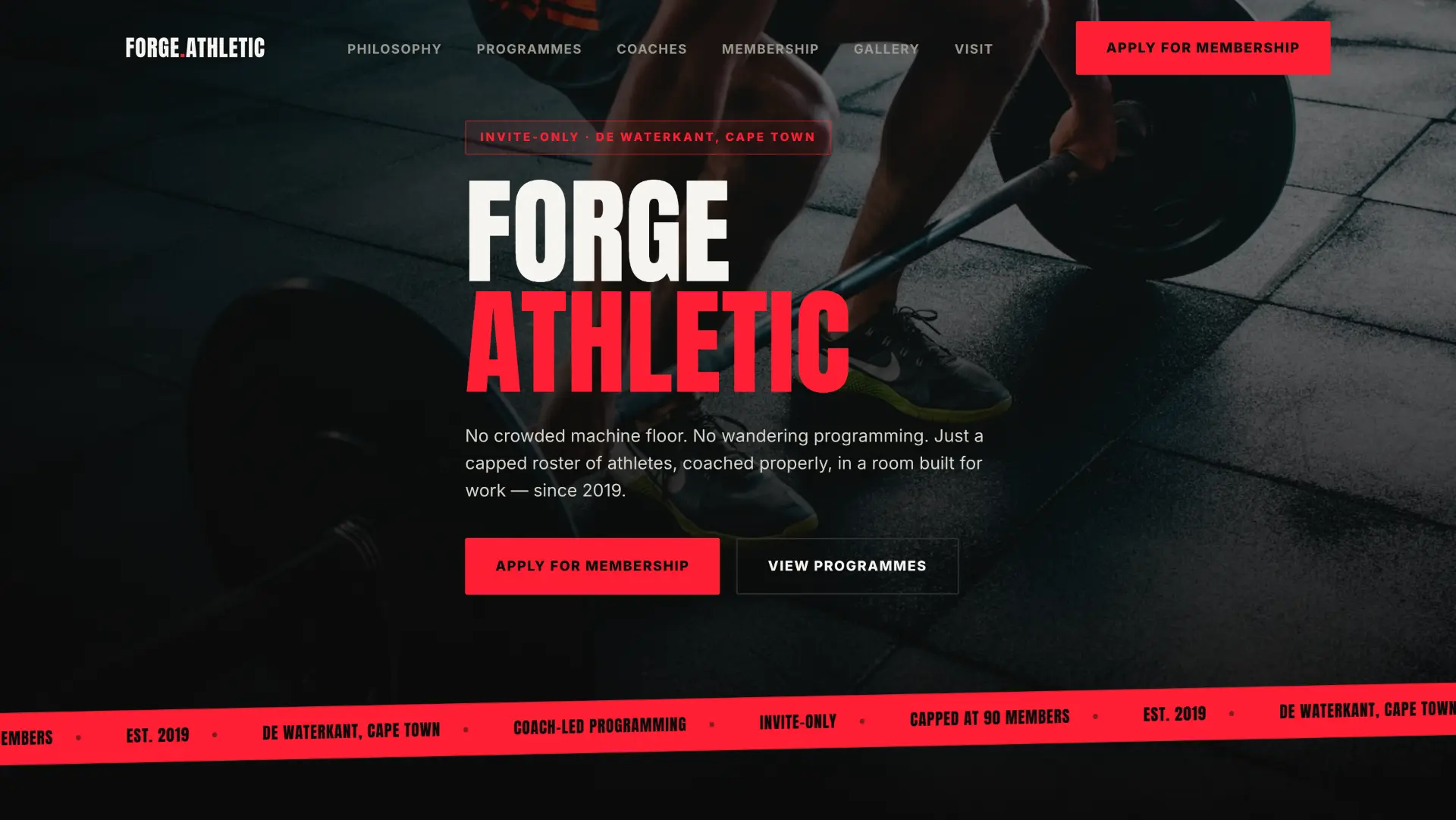 Forge Athletic website homepage
