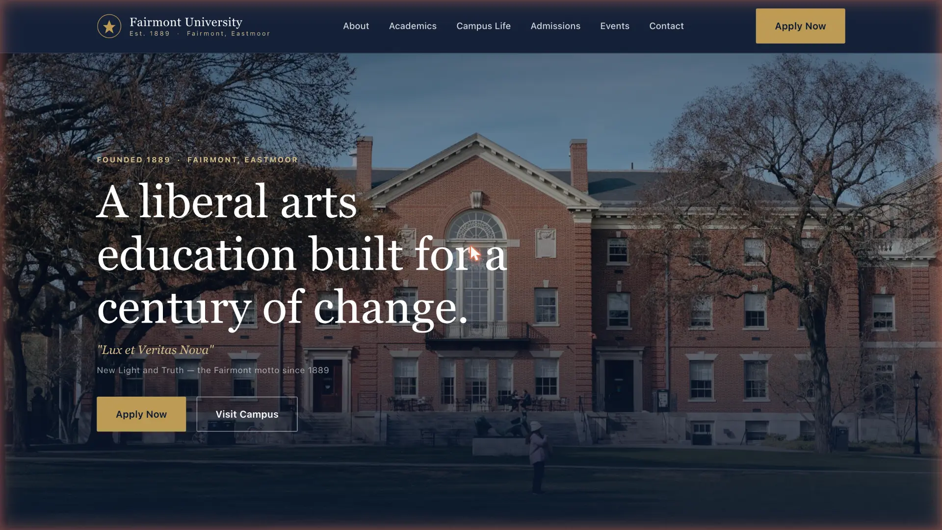Fairmont University website homepage