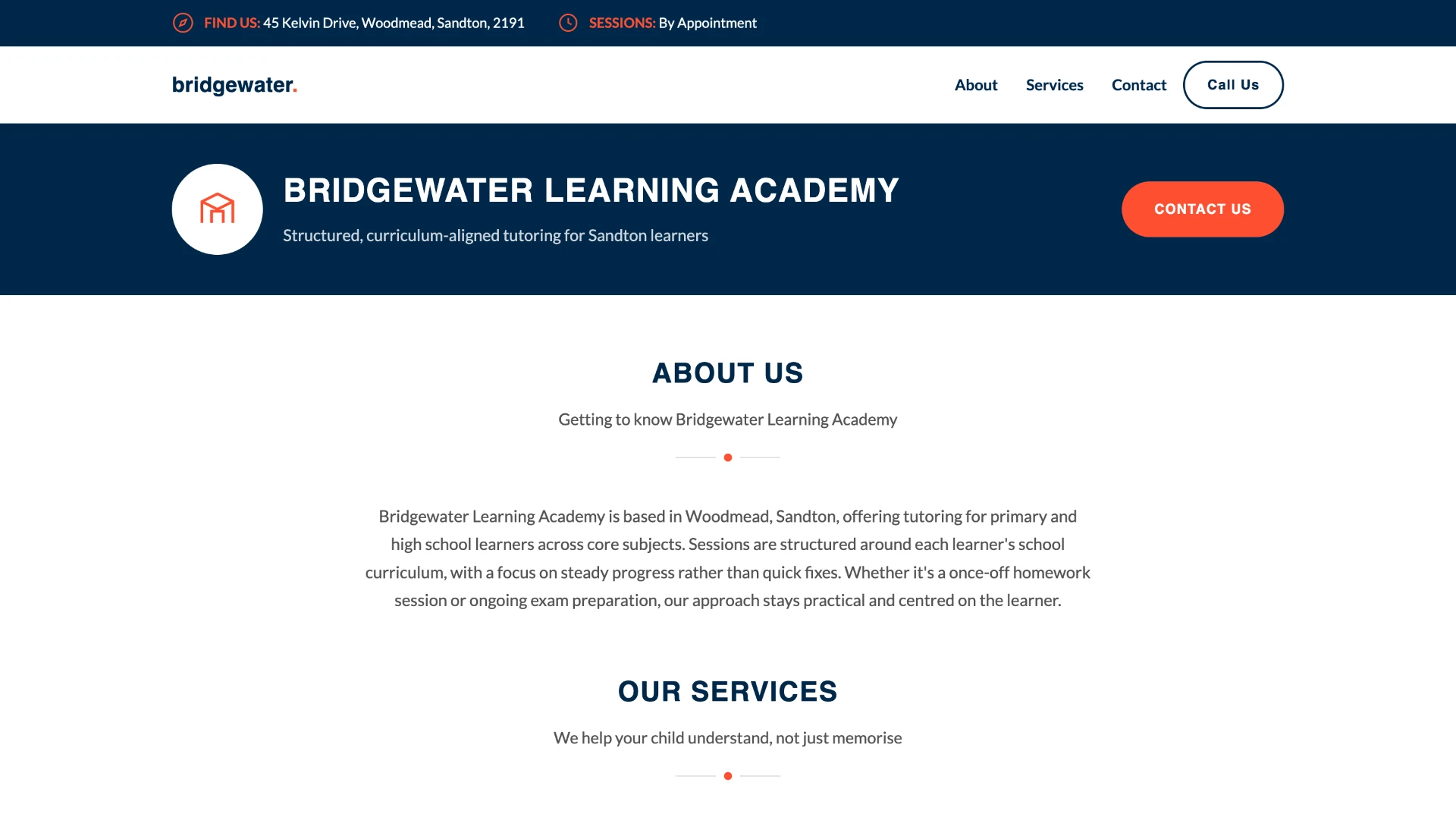 Bridgewater Learning Academy website homepage