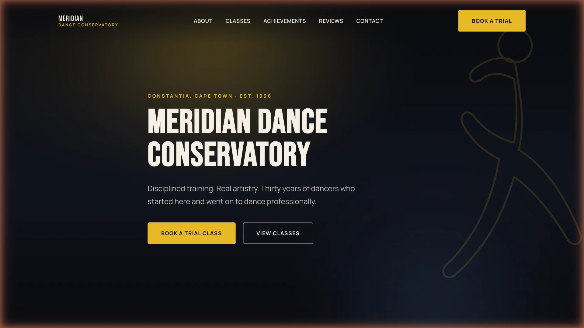 Meridian Dance Conservatory website homepage